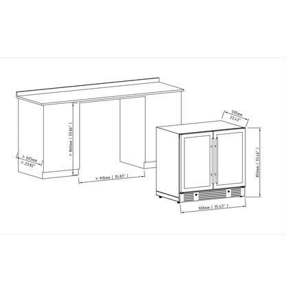 36-inch Beer and Wine Cooler Combination with Low-E Glass Door