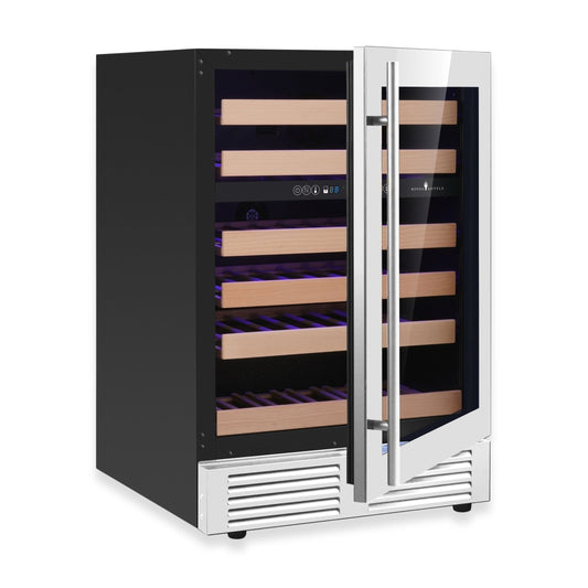 24-Inch Under-Counter Dual Zone Wine Cooler with Low-E Glass Door