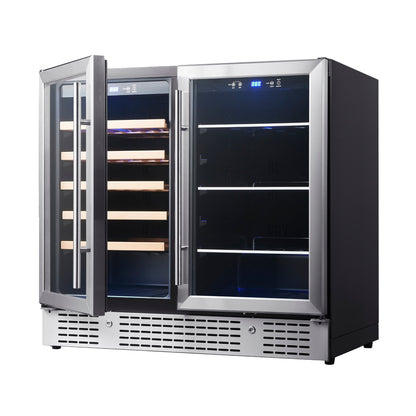 36-inch Beer and Wine Cooler Combination with Low-E Glass Door