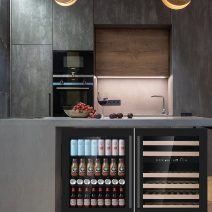 48" Ultimate Under Bench Wine Fridge and Bar Refrigerator Combo with 3 Temp. Zones
