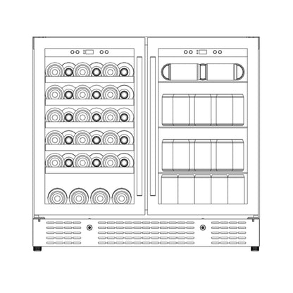 36-inch Beer and Wine Cooler Combination with Low-E Glass Door
