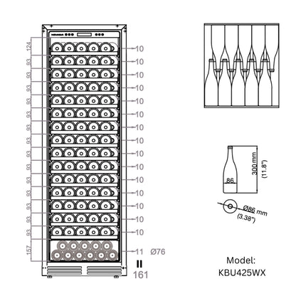 Upright Single Zone Large Wine Cooler With Low-E Glass Door